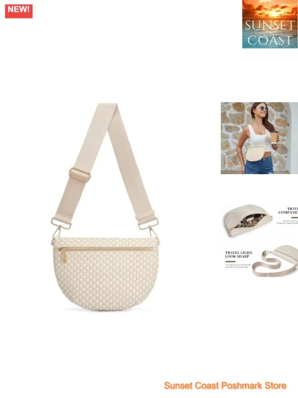 Checkered Woven Vegan Leather Crossbody Bag with Adjustable Strap
